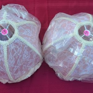 Vintage Pink and Lace Lampshades with Fringe accents. Two total. Brand new.